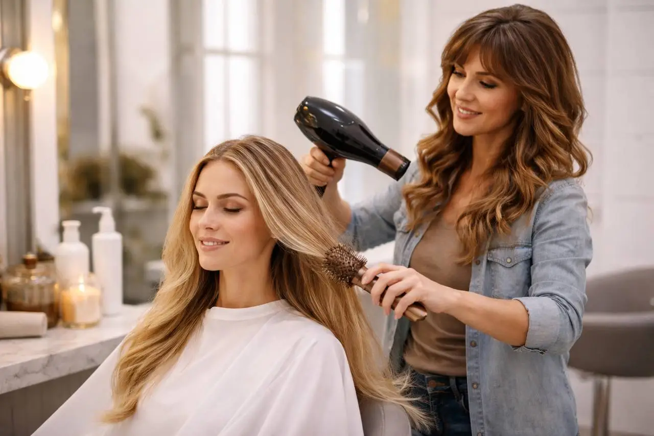 Hair package visual with haircut treatment and blow dry